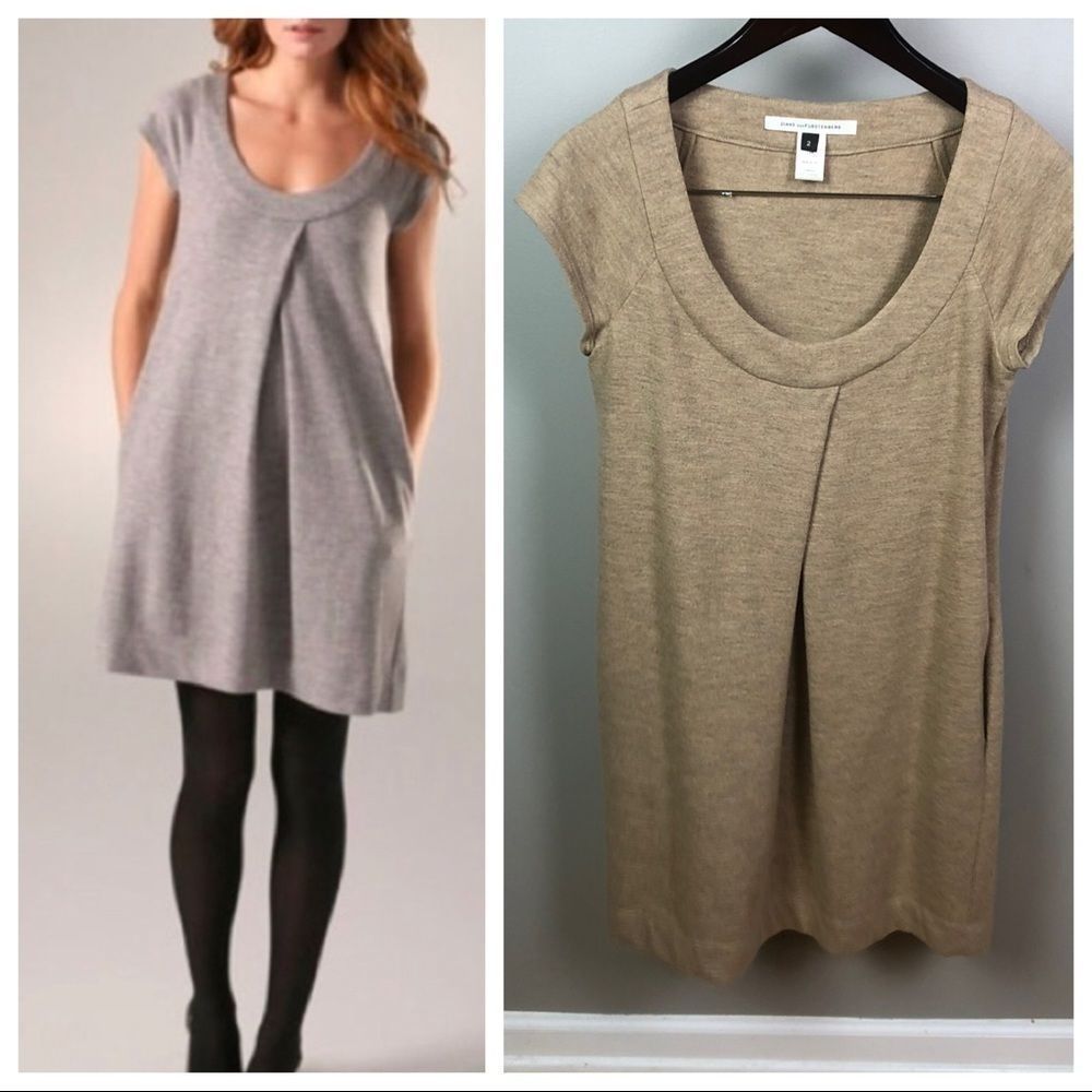 Diane Von Furstenberg Ayuka Wool Tan Dress Size 2